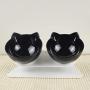 ocijf179 Cat Bowl Double/Single Cat Dog Water Food Bowl with Raised Stand Pet Feeder Supplies - Black + Clear Double Bowl