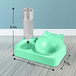 Sapine Raised Cat Food Bowls 0-15° Adjustable Tilted Gravity Cat Dog Food Water Elevated Bowls Set with Automatic Water Bottle, Cat Dish with Stand Pet Food Water Feeder for Cats Small Dogs