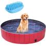 pedy Dog Swimming Pool with Brush, Collapsible Pet Bath Pool Foldable Bathing Tub Kiddie Pool for Dogs Cats and Kids