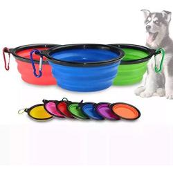 Collapsible Dog Bowl, Small Water Folding Portable Travel Foldable Silicone Collapsible Food Pet Dog Bowl for Dog with Carabiner Clip