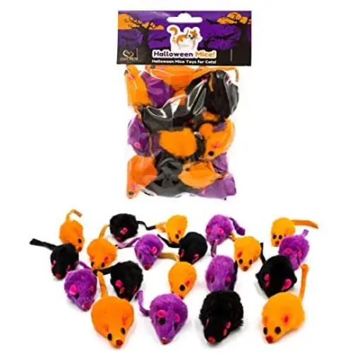 AXEL PETS 20 Halloween Colorful Furry Mice Cat Toys with Catnip and Rattle Sound Made of Real Rabbit Fur, Interactive Catch Play Teaser Mouse Toy for Cats and Kittens. Pack of 20 Mice AXEL PETS 20 Halloween Colorful Furry Mice Cat Toys with Catnip and Rattle Sound Made of Real Rabbit Fur, Interactive Catch Play Teaser Mouse Toy for Cats and Kittens. Pack of 20 Mice