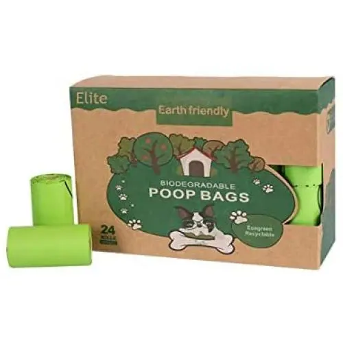 Elite Eco-Friendly Dog Poop Bags, 100% Biodegradable Compostable Vegetable Based, Unscented, Waste Poop Bags. ELITE Designed for Premium Thickness, Leakproof, 13x9in Per Bag, 24 Rolls (360 Bags)