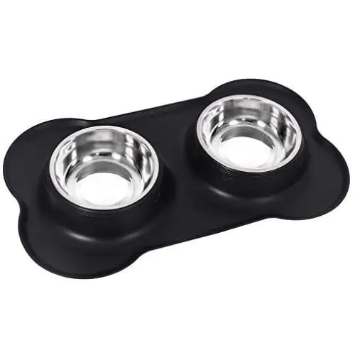 Dog Cat Bowls Stainless Steel Double Dog Food and Water Bowls with No-Spill No-Skid Silicone Mat, Pet Feeder Bowls Small Puppy Bowl for Small Dogs Cats Dog Cat Bowls Stainless Steel Double Dog Food and Water Bowls with No-Spill No-Skid Silicone Mat, Pet Feeder Bowls Small Puppy Bowl for Small Dogs Cats