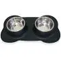 Petek Double Dog Cat Feeder Bowls Stainless Steel Food and Water Bowls with No Spill Non-Skid Silicone Mat, Double Pet Bowls (27oz Each) Set for Dogs Cats, Black Petek Double Dog Cat Feeder Bowls Stainless Steel Food and Water Bowls with No Spill Non-Skid Silicone Mat, Double Pet Bowls (27oz Each) Set for Dogs Cats, Black