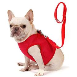 MrLYouth No-Pull Adjustable Pet Vest with Handle,Step in Dog Breathable Vest Harness for Small Medium Size Dog for Outdoor Walking,Red