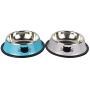 Yasma 2Pcs Cat Bowls Stainless Steel Pet Cat Bowl Kitten Rabbit Cat Dish Bowl with Cute Cats Painted cat Food Dish Easy to Clean Durable Cat Dish for Food and Water (Blue Grey)