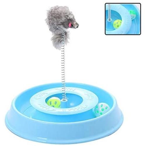 PoopGuys Cat Interactive Turbo Track Ball Toys Catch The Mouse Exercise Scratcher Roller Turntable Kitten Sway Toy Mental Physical Exercise Amusement Pet Supplies