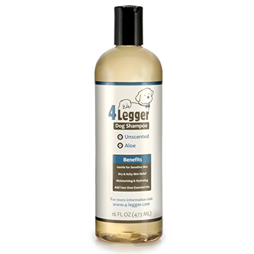 4-Legger Organic Dog Shampoo Hypoallergenic All Natural Aloe Dog Shampoo - Unscented - Gentle Moisturizing - Conditioning for Soothing Relief of Dry, Itchy, Sensitive Allergy Skin - Made in USA - 16 oz