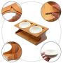 LOVEPET Solid Bamboo Elevated Pet Dining Table Pet Feeder Bowl for Small Dogs and Cats Raised Stand with Two Bowls