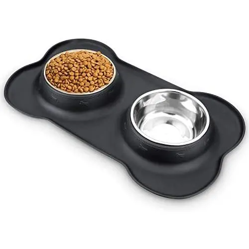 AsFrost Dog Food Bowls Stainless Steel Pet Bowls & Dog Water Bowls with No-Spill and Non-Skid, Feeder Bowls with Dog Bowl Mat for Dogs Cats and Pets AsFrost Dog Food Bowls Stainless Steel Pet Bowls & Dog Water Bowls with No-Spill and Non-Skid, Feeder Bowls with Dog Bowl Mat for Dogs Cats and Pets