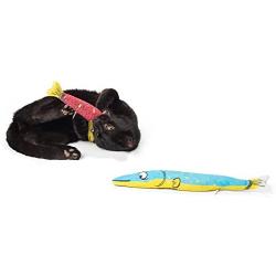 Twin Critters Organic Silver Vine Catnip Toy Sardine Refillable Plush 2-Pack for Cats & Kittens No Artificial Ingredients
