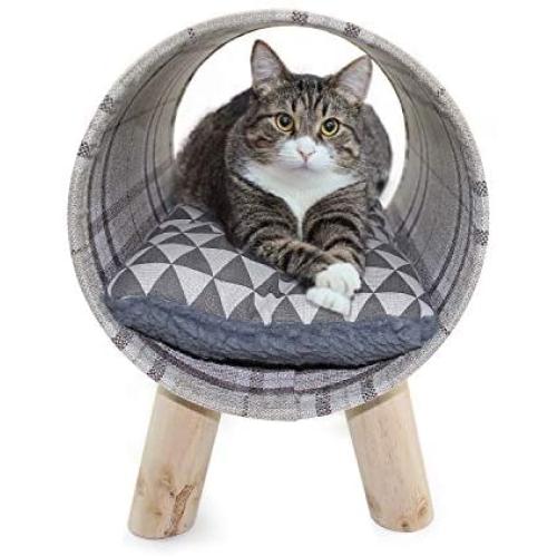 Oteas 24 Inch Pet House Cat Dog Teepee Tent with Cushion Mat for Puppies, Kitten, Rabbits