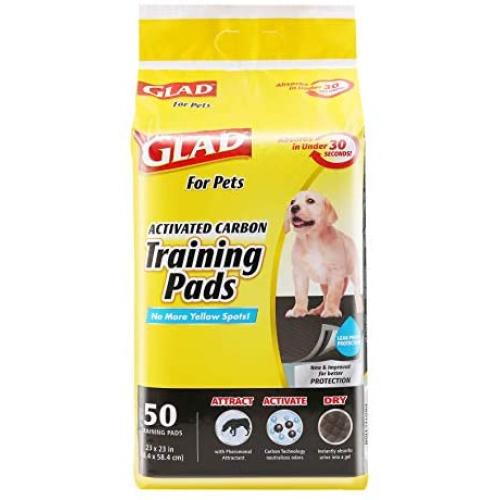 Glad for Pets Black Charcoal Puppy Pads | Puppy Potty Training Pads That ABSORB & NEUTRALIZE Urine Instantly | New & Improved Quality, 50 count