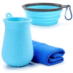 Tikaton Dog Walking Set, Dog Paw Cleaner, Portable Dog Bowl for Walking Dog
