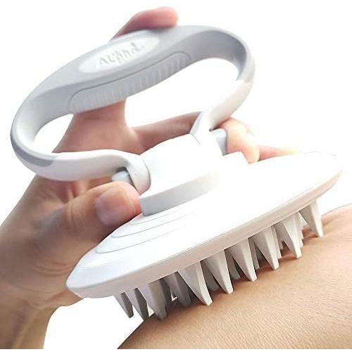 LECONG DELE Cat Grooming Brush Pet Bath Massage Brush Tool for Dogs and Cats with Short or Long Hair - Multi-Angle Adjustable Folding Grip for Shampooing & Deshedding