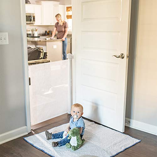 YOOFOR Retractable Baby Gate, Extra Wide Safety Kids or Pets Gate, 33” Tall, Extends to 55” Wide, Mesh Safety Dog Gate for Stairs, Indoor, Outdoor, Doorways, Hallways