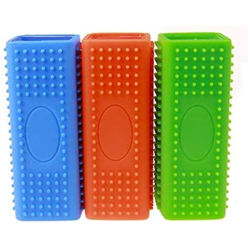 Pet Dog Cat Hair Remover Brush [3 Pack] Silicone Pet Grooming Massage Brush for Dogs Cats Rabbits, Portable Hair & Lint Removal Brush for Furniture, Carpet, Clothes, Couch, Car and Leather