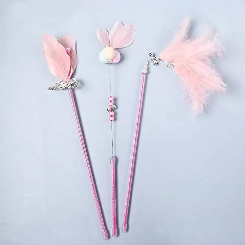 Three Piece Set of cat Teaser Stick Manual Interactive cat Toy Anti bite pet Products Three Piece Set of cat Teaser Stick Manual Interactive cat Toy Anti bite pet Products