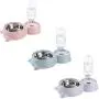 HappyCat Small Pets Water and Food Bowl Set, Dogs Cats Feeder Bowl and Automatic Water Dispenser Double Pet Bowls with Automatic Waterer Bottle for Small or Medium Size Dogs Cats