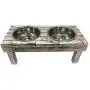 Huntley Pet Berjen Table Elevated Double Bowl Pet Feeder, White Wash Huntley Pet Berjen Table Elevated Double Bowl Pet Feeder, White Wash