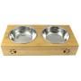 Alfie Pet - Kory Stainless Steel Double Bowl with Raised Bamboo Stand