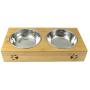 Alfie Pet - Kory Stainless Steel Double Bowl with Raised Bamboo Stand