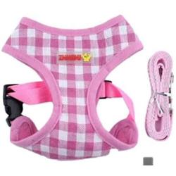 Nobranded Dog Chest Strap Set Exquisite Denim Fabric Pure Cotton Plaid Adjustable Vest Chest Strap + Tonal Strap with Adjustable Color + Adjustable Anti-Bite, Anti-Call, Anti-Eating Dog Mask