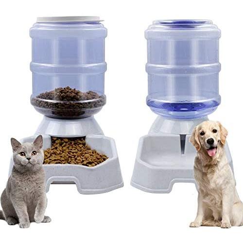 DR.DUDU Cat Dog Automatic Feeding Dispenser & Water Bowl - Large Capacity Automatic Feeding Food Water Dispenser Drinking Fountain for Pets, Square