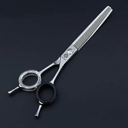 Dream Reach Professional 6.5 inch Japanese 440C Steel Upward Curved Dog Chunker Shears Razor Edge Pet Grooming Thinning/Blending/texturizing/Layering Scissors