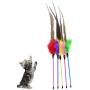 ocijf179 Cat Teaser Pet Cat Kitten Teaser Bell Feather Rod Interactive Stick Game Funny Play Toy - Random Color