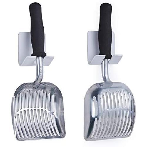 Scoop Monster Silver Cat Litter Scooper with Easy Grip Soft Foam Ergo Short Sturdy Handle and Super Large Non-Stick Deep Shovel for Fast Sifting – Suitable for Sore Hands Too