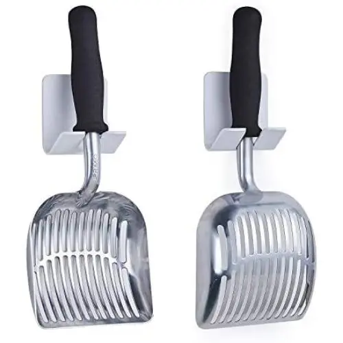 Scoop Monster Silver Cat Litter Scooper with Easy Grip Soft Foam Ergo Short Sturdy Handle and Super Large Non-Stick Deep Shovel for Fast Sifting – Suitable for Sore Hands Too