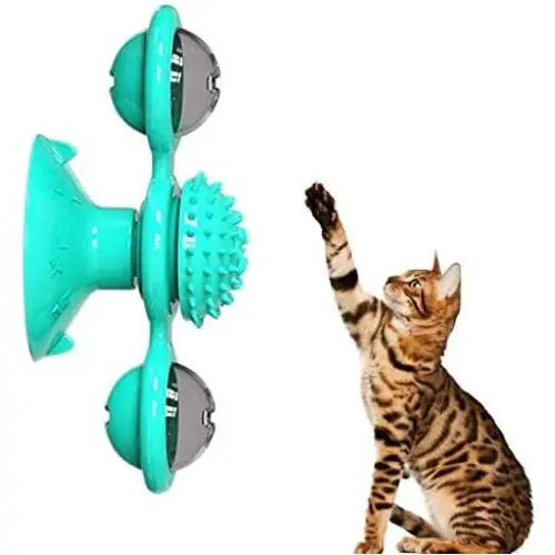 INZENYN Windmill Cat Toy Turntable Teasing Pet Toy Scratching Tickle Cats Hair Brush Funny Cat Toy (Blue) INZENYN Windmill Cat Toy Turntable Teasing Pet Toy Scratching Tickle Cats Hair Brush Funny Cat Toy (Blue)