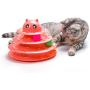 Vealind Pet Interactive Fun Roller Exerciser 3 Level Tower of Tracks Cat Teaser Ball Toy(Pink)