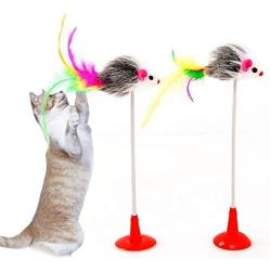 Dongdexiu Pet Supplies 2 PCS Cat Toy Vertical Bangs Sucker Mouse Funny Cat Stick Pet Toys