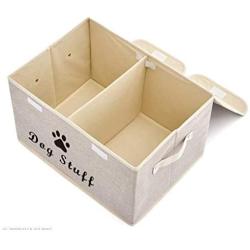 Morezi Large Dog Toys Storage Box Canvas Storage Basket Bin Organizer with Lid - Perfect Collapsible Bin for Organizing Dog Cat Toys and Accessories