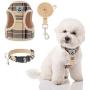 Puppy Harness and Leash Set - Dog Collar and Leash for Small Dogs Puppies, No Pull Plaid Dog Vest Harness for Outdoor Walking