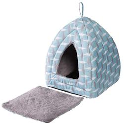 Hollypet Self-Warming 2 in 1 Foldable Comfortable Triangle Cat Bed Tent House, Diamond