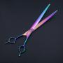 Dream Reach 9'' Twin Tail Professional Pet Dog Two-way Cutting or Curved Scissors,Made of High-end 9CR Stainless Steel (Rainbow) (A-9 inch-Rainbow)