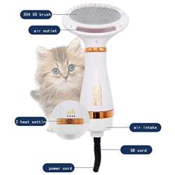 Deolaco 2 in 1 Pet Hair Dryer with 3 Temperature Setting, Pet Grooming Hair Dryer with One-Key Cleaning Brush for Dogs and Cats