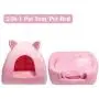 Hollypet Pet Bed, Self-Warming 2 in 1 Cat Tent Cave for Kittens and Small Dogs, 16 x 16 x 17 inches Triangle Feline House Hut with Washable Cushion for Indoor Outdoor