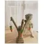 Kungfu Cat Scratching Post Tree, Straw Rope Vertical Climbing Frame Nice Branch Shape Scratching Pole Interactive Cat Toy with Detachable 3 Woven Carrots for Kitten Hamster