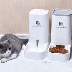 FUNLULA FUNLULA FUNLULA Pet Food Feeder and Water Feeder Self-Dispensing Gravity Automatic Dispenser Bundle Station Device Set for Large Middle Small Cats Dogs Kitten Puppy