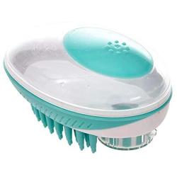 Miwaimao Soft Silicone Pet Bath Brush - Shampoo Dispenser, Very Suitable for Small Dogs and Long-Haired Cats to Wash, Shampoo, Remove Loose Fur, Safe and Scratch-Free (Green)