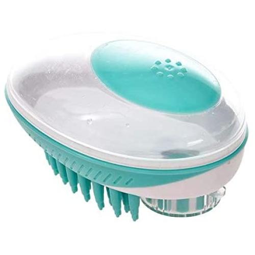 Miwaimao Soft Silicone Pet Bath Brush - Shampoo Dispenser, Very Suitable for Small Dogs and Long-Haired Cats to Wash, Shampoo, Remove Loose Fur, Safe and Scratch-Free (Green)