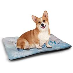 DayDayFun Winter Pet Placemat Europe Alps Rising Sun Peaceful Quiet Morning Scenery Snowy Hills ICY Weather Various Styles and Sizes of Pet Mats Blue Black White