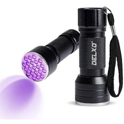 2 Pack UV Flashlight, Delxo 21 LED Black light Flashlite 395nm Detector for Dog Pet Urine Stains Bed Bugs and Scorpions,Authenticate Currghtency,Detection Lis of Fluorescent Agent