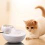 THMY Ceramic Cat Drinking Water Fountain,1.3 Liters Pet Water Fountains for Cats and Dogs,Electric Pet Water Dispenser with Quiet Pump and 5 Replacement Filters - White Lotus Style
