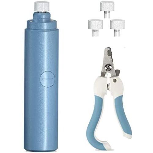 Pet Nail Grinder Kit for Dogs, Dual LED 2-Speed Electric Pet Nail Trimmer, Low Noise Painless Portable Cat Nail Clipper, Paws Grooming Set for Small Medium Pet Dog Cat