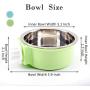 N/H 2 Pcs Dog Crate Water Bowl No Spill, Removable Dog Food Bowls, No Spill Dog Bowl for Crate, Stainless Steel Crate Water Bowl Hanging Food Water Feeder Coop Cup for Pet (Green, Blue)
